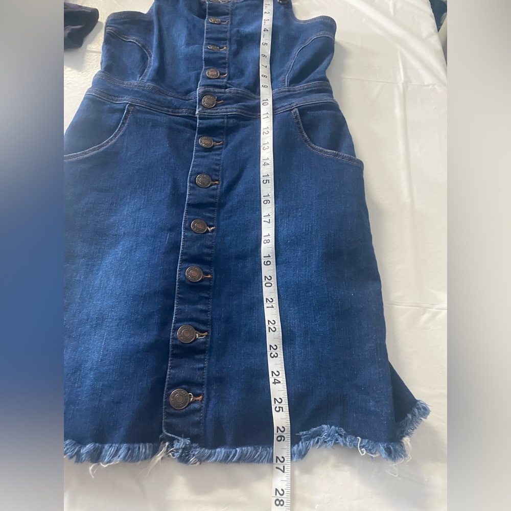 Wax Jean Classic Blue Denim 90’s style mini dress - Picture 5 of 6